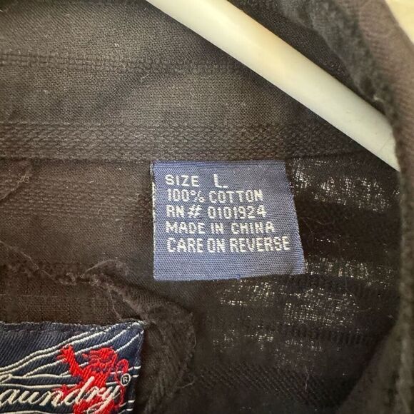 English Laundry Christopher Wicks L Embroidered Button Up Black White Hand Sewn - Picture 4 of 10